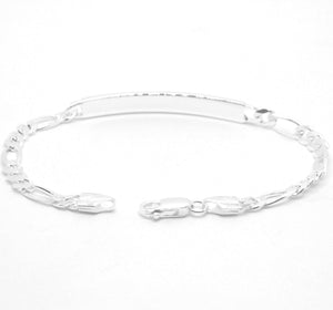 925 Sterling Silver 5mm Personalized Custom Engraved Figaro Link ID Bracelet