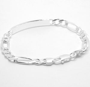 925 Sterling Silver 6mm Personalized Custom Engraved Figaro Link ID Bracelet