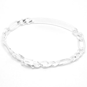 925 Sterling Silver 7mm Personalized Custom Engraved Figaro Link ID Bracelet