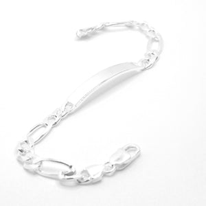 925 Sterling Silver 7mm Personalized Custom Engraved Figaro Link ID Bracelet