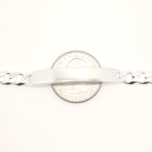 925 Sterling Silver 7mm Personalized Custom Engraved Figaro Link ID Bracelet