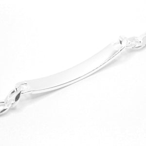 925 Sterling Silver 7mm Personalized Custom Engraved Figaro Link ID Bracelet