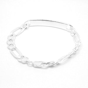 925 Sterling Silver 8mm Personalized Custom Engraved Figaro Link ID Bracelet