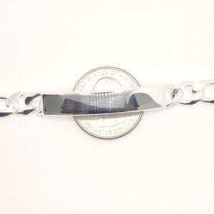 925 Sterling Silver 8mm Personalized Custom Engraved Figaro Link ID Bracelet