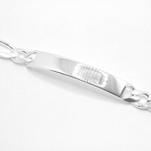 925 Sterling Silver 8mm Personalized Custom Engraved Figaro Link ID Bracelet