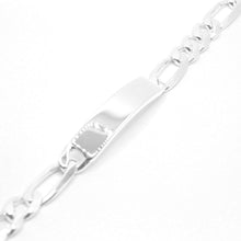 Load image into Gallery viewer, 925 Sterling Silver 9.5mm Personalized Custom Engraved Figaro Link ID Bracelet
