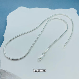 925 Sterling Silver Snake 2.5mm Chain Necklaces & Bracelets