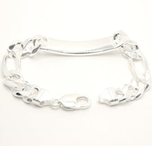 Load image into Gallery viewer, 925 Sterling Silver 11mm Personalized Custom Engraved Figaro Link ID Bracelet
