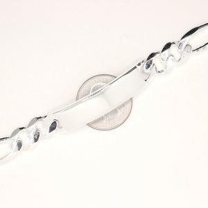 925 Sterling Silver 11mm Personalized Custom Engraved Figaro Link ID Bracelet