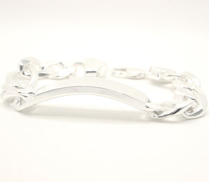 925 Sterling Silver 12.5mm Personalized Custom Engraved Figaro Link ID Bracelet