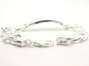 925 Sterling Silver 12.5mm Personalized Custom Engraved Figaro Link ID Bracelet