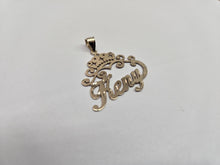 Load image into Gallery viewer, 10K Solid Yellow Gold Personalized Custom Handmade Name Pendant Charm Diamond Cut with Crown
