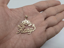Load image into Gallery viewer, 10K Solid Yellow Gold Personalized Custom Handmade Name Pendant Charm Diamond Cut with Crown

