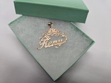 Load image into Gallery viewer, 14K Solid Yellow Gold Personalized Custom Handmade Name Pendant Charm Diamond Cut with Crown
