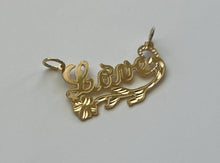 Load image into Gallery viewer, 10k Solid Yellow Gold Personalized Custom Handmade Cursive Name Pendant Charm with Flower Underline
