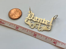 Load image into Gallery viewer, 10k Solid Yellow Gold Personalized Custom Handmade Olden Text Name Pendant Charm with Heart
