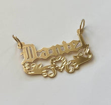 Load image into Gallery viewer, 14k Solid Yellow Gold Personalized Custom Handmade Olden Text Name Pendant Charm with Heart
