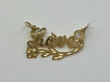 Load image into Gallery viewer, 10k Solid Yellow Gold Personalized Custom Handmade Cursive Name Pendant Charm with Flower Underline
