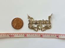 Load image into Gallery viewer, 14k Solid Yellow Gold Personalized Custom Handmade Olden Text Name Pendant Charm with Heart
