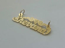 Load image into Gallery viewer, 10k Solid Yellow Gold Personalized Custom Handmade Cursive Dotted Name Pendant Charm with Heart
