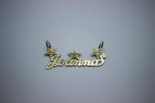 Load image into Gallery viewer, 14K Solid Yellow Gold Personalized Custom Handmade Name Pendant Charm with stars Diamond Cut
