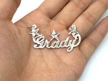 Load image into Gallery viewer, Sterling Silver Personalized Custom Handmade Diamond Cut Name Pendant Charm with Stars
