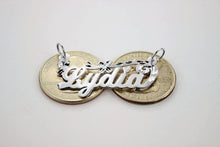 Load image into Gallery viewer, Sterling Silver Personalized Custom Name Pendant Charm with Flower
