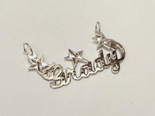 Load image into Gallery viewer, Sterling Silver Personalized Custom Handmade Diamond Cut Name Pendant Charm with Stars
