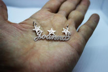 Load image into Gallery viewer, Sterling Silver Personalized Custom Handmade Name Pendant Charm with Diamond Cut Stars
