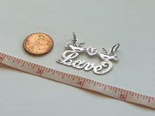 Load image into Gallery viewer, Sterling Silver Personalized Custom Handmade Cursive Name Pendant Charm with Beautiful Doves and Heart

