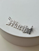 Load image into Gallery viewer, Sterling Silver Personalized Custom Handmade Old English Font Name Pendant Charm
