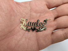 Load image into Gallery viewer, 10k Solid Yellow Gold Personalized Custom Handmade Cursive Name Pendant Charm with Heart &amp; D/C Underline
