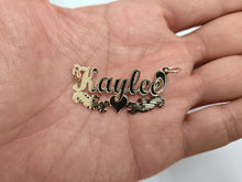 Load image into Gallery viewer, 14k Solid Yellow Gold Personalized Custom Handmade Cursive Name Pendant Charm with Heart &amp; D/C Underline
