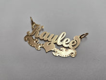 Load image into Gallery viewer, 14k Solid Yellow Gold Personalized Custom Handmade Cursive Name Pendant Charm with Heart &amp; D/C Underline

