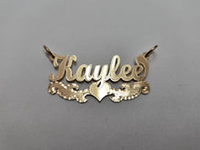 Load image into Gallery viewer, 14k Solid Yellow Gold Personalized Custom Handmade Cursive Name Pendant Charm with Heart &amp; D/C Underline
