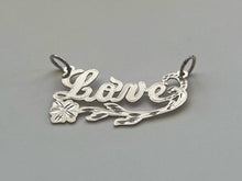 Load image into Gallery viewer, Sterling Silver Personalized Custom Handmade Cursive Name Shiny Gorgeous Pendant Charm with Flower Underline Gift for Her
