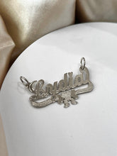 Load image into Gallery viewer, Sterling Silver Personalized Custom Handmade Cursive Name Shiny Gorgeous Pendant Charm with Heart &amp; Ribbon Underline
