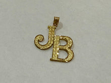 Load image into Gallery viewer, Authentic 14K Yellow Gold Double Initial Pendant Charm Diamond Cut A ~ Z Alphabet 3 Sizes
