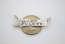 Load image into Gallery viewer, Sterling Silver Personalized Custom Handmade Cursive Font w/ Mini Hearts Name Pendant Charm
