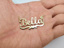Load image into Gallery viewer, 14K Solid Yellow Gold Personalized Custom Handmade Cursive Name Pendant Charm with Heart
