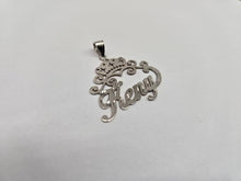 Load image into Gallery viewer, Sterling Silver Personalized Custom Handmade Cursive Font w/ Crown Name Pendant Charm
