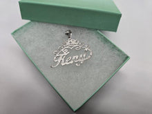 Load image into Gallery viewer, Sterling Silver Personalized Custom Handmade Cursive Font w/ Crown Name Pendant Charm
