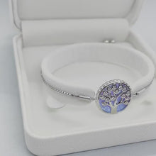 Load and play video in Gallery viewer, 925 Sterling Silver Synthetic Opal Family Tree Bolo Bracelet with Sliding Clasp
