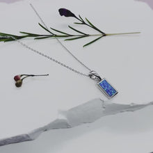 Load and play video in Gallery viewer, Sterling Silver Synthetic Opal Rectangle Shape Pendant Charm
