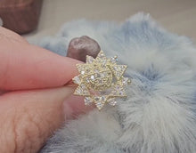 Load and play video in Gallery viewer, 10K Solid Yellow Gold Spinning Fidget Dodecagram Star Ring with CZ
