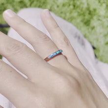 Load and play video in Gallery viewer, Dainty Sterling Silver Blue Synthetic Opal Band Stacking Ring for Women
