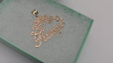 Load and play video in Gallery viewer, 10K Solid Yellow Gold Personalized Custom Handmade Name Pendant Charm Diamond Cut with Crown
