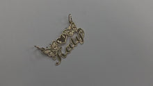 Load and play video in Gallery viewer, 10k Solid Yellow Gold Personalized Custom Handmade Cursive Name Pendant Charm with Beautiful Butterflies and Heart, Gift for Her
