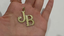 Load and play video in Gallery viewer, Authentic 14K Yellow Gold Double Initial Pendant Charm Diamond Cut A ~ Z Alphabet 3 Sizes

