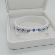 Load and play video in Gallery viewer, Sterling Silver Synthetic Opal Dainty Bracelet oval and Square Links
